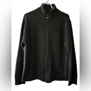 Skyr Athletic Lifestyle Wool Blend Full Zip Charcoal Gray Cardigan Sweater - M